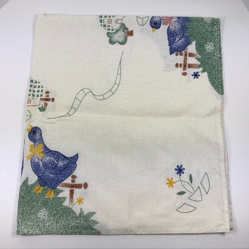 Vintage Tabletopper Country Ducks Geese Linen Blnd - Picture 5 of 5